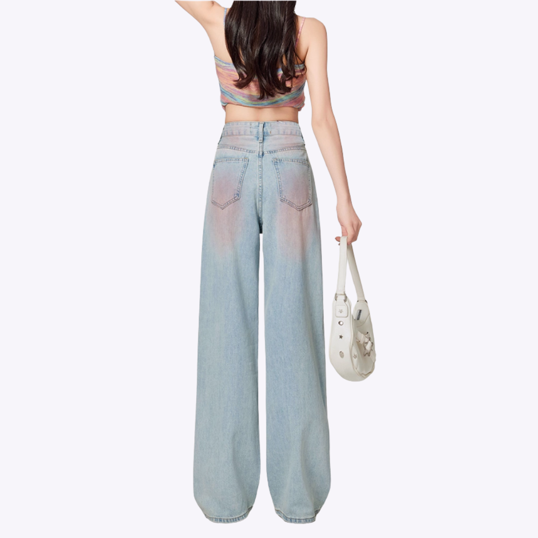 Image of Gradient Blush Straight Leg Jeans